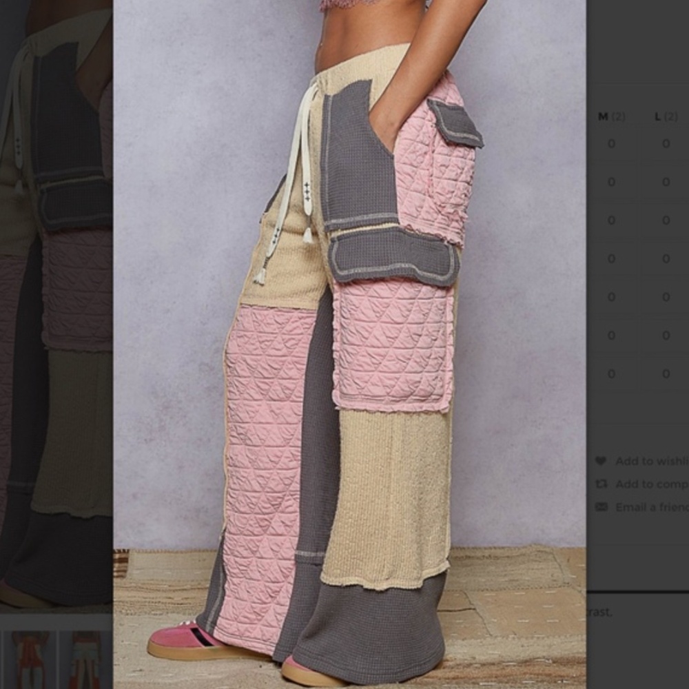 NWT POL Quilted Hoodie & Pants Set Pink/Grey - Picture 6 of 7